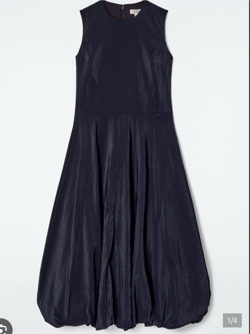 COS Navy Sleeveless Bubble-Hem Midi Dress Size 8